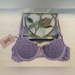 NWT SAVAGE X FENTY LILAC DEMI CUP SCALLOPED PADDED BRA IN SIZE 34B